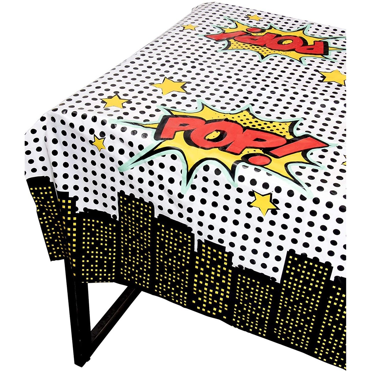 Blue Panda Comic Book Party Decorations Tablecloths 3-Pack - 54 x 108 in, Plastic & Cartoon Pattern - Disposable Birthday Table Cover for Boys - Comic Birthday Party Supplies